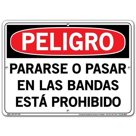 Vestil Aluminum Composite Sign, 10-1/2" Height, 14-1/2" Width, Aluminum Composite, Rectangle, Spanish SI-D-34-C-AC-130-S